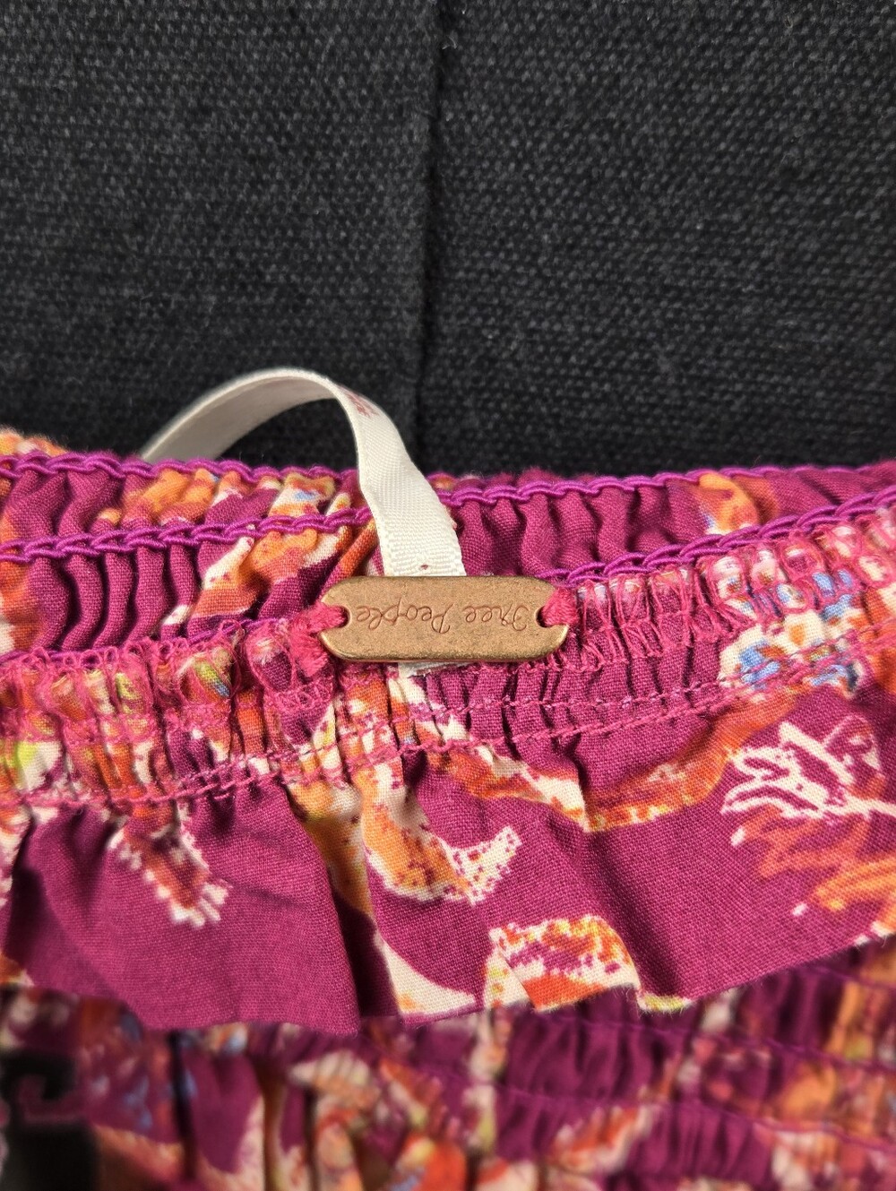Free People Bluebell Maxi Dress  Magenta Combo Floral Boho Smocked Pockets Sz S - Picture 13 of 16